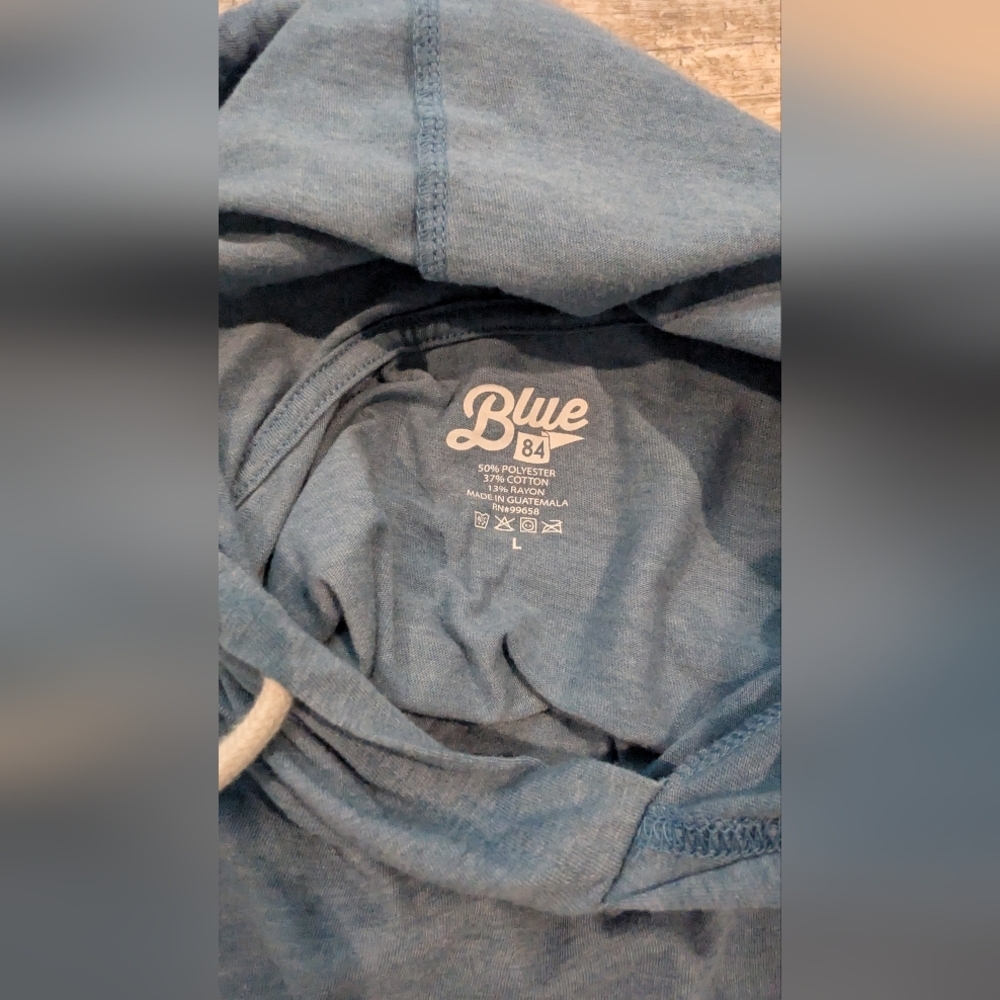 Blue 84 Heather Blue Hoodie with Colorful Logo Mississippi River - Picture 7 of 7